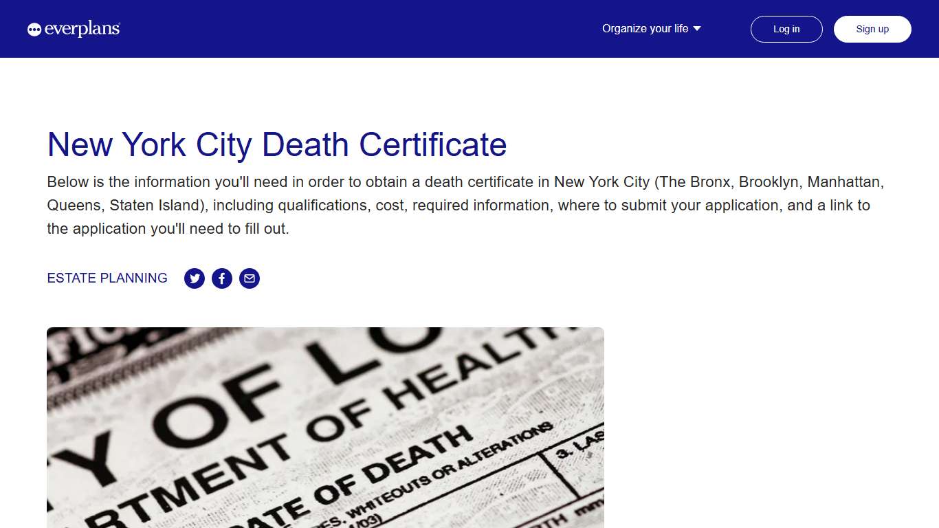 New York City Death Certificate | Everplans